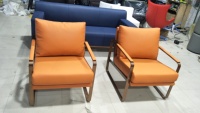 Fauteuil de salon moderne en cuir PU carré avec structure métallique, chaise de loisirs individuelle pour chambre à coucher
