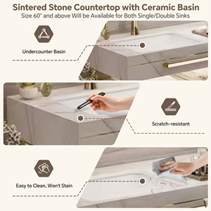 Meuble-lavabo de salle de bain avec vasque simple/double 36-92 pouces, <span class=keywords><strong>armoire</strong></span> flottante moderne, <span class=keywords><strong>miroir</strong></span> intelligent <span class=keywords><strong>pour</strong></span> usage hôtelier - Product Image 2