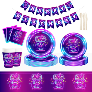 ชุดตกแต่งงานวันเกิดธีมวิดีโอเกม DAMAI แบบกำหนดเอง สำหรับงานเลี้ยงวันเกิดเด็ก หรืองานเลี้ยงวันเกิดเด็กผู้ชาย ชุดอุปกรณ์บนโต๊ะ - Product Image 2