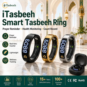 Stainless Steel <b>Electronic</b> Tasbeeh Zikr Counter Ring with OLED Display Qibla Direction Finder for Muslim Worship - Product Image 2