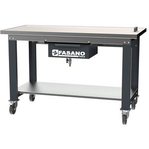 Fasano Tools <b>Workbench</b> 60x30 <b>Steel</b> Top With Shelf And Wheels For Workshop Use - Product Image 1