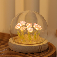 Kit de fabrication de mini-lampe de nuit LED en verre, forme de rose, moderne, alimentée par piles, lumière blanc chaud, cadeau décoratif pour chambre à coucher