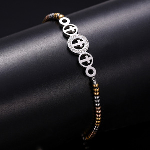 Minimalist Round Cross <b>Bracelet</b> With Diamond Inlay <b>Adjustable</b> For Gift Jewelry - Product Image 2