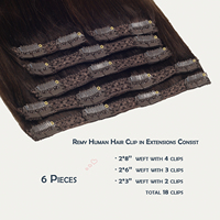 Harga Pabrik Grosir Rambut Asli Remy Alami Tanpa Proses Virgin Clip-in Straight Wave Ekstensi Rambut Eropa Mesin Double