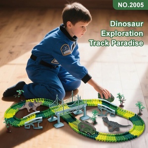 Vente en gros de 192 pièces de circuits de course, ensembles de construction routière du monde des dinosaures, ensembles de jeux de construction DIY, circuits de trains de course, jouets pour enfants - Product Image 4