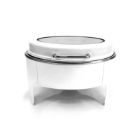 Plat à chafing rond hydraulique en acier inoxydable blanc, capacité 6L, contrôle de température 85-100°C pour hôtels et restaurants