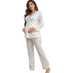 Abbigliamento domestico in bambù con scollo a V per l'allattamento al seno 2 pezzi set di abbigliamento da casa da donna in <span class=keywords><strong>gravidanza</strong></span> vestiti <span class=keywords><strong>pigiami</strong></span> premaman - Product Image 1