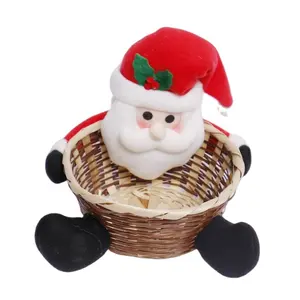 New design 2020 Christmas Santa dolls with bamboo basket Christmas decoration