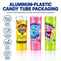 Tabung Kemasan Permen Food Grade, Wadah Aluminium Plastik dengan Tutup Ulir, Cetak UV Kustom untuk Penyimpanan Kembang Gula