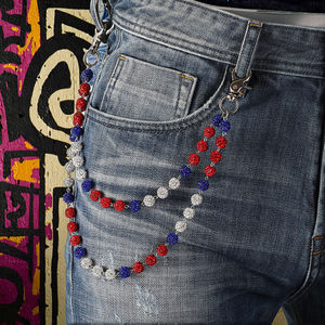 מכנסי ג 'ינסטון בסגנון היפ הופ חרוז שרשרת מכנסיים כיס שרשרות כיס ג' ינס הפאנק מתכת לגברים נשים - Product Image 4