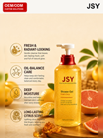 Gel Douche Éclaircissant 500ml OEM ODM Marque Privée Parfum Pamplemousse Agrumes Hydratant Contrôle du Sébum Lissant pour la Peau