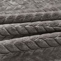Plaid de luxe en jacquard, gris anthracite, motif feuilles, taille voyage/plaid, super doux et confortable pour canapé/lit