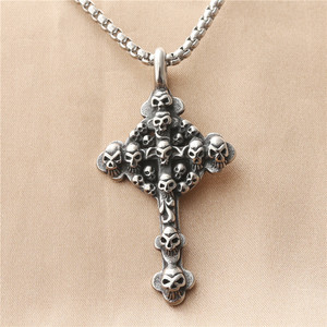yunnique Stainless Steel Skull <b>Cross</b> Pendant Men's Necklace Geometric Design 190161 - Product Image 1
