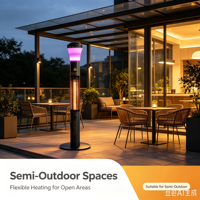 Chauffe-terrasse infrarouge autoportant 1500W pour restaurant, avec contrôle par application et fonction lecture de musique – Meilleures ventes
