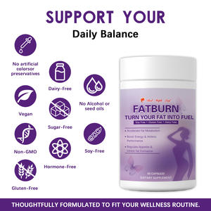 Cápsulas Nutritivas <span class=keywords><strong>FATBURN</strong></span>, Tónico Herbal para Energía y Metabolismo, Apoyo para el Control de Peso, Sin Soya ni Gluten, Certificado GMP, a Granel - Product Image 6