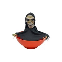 Décoration d'Halloween animatronique pour maison hantée : Crâne effrayant hurlant, porte-sucreries, bol à bonbons, fantôme, à piles, en tissu et PP