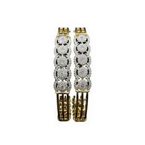 Fashionable Premium Quality <b>Gold</b> Plated Brass Zircon Stones Two <b>Set</b> Of Fashion <b>Bangles</b> for Women's Wedding Party Wear - Product Image 2