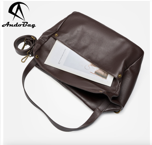 Sac fourre-tout d'épaule en cuir de vachette souple Andong pour femme, idéal pour les voyages, le quotidien, le travail, et les sorties en extérieur – Sac bandoulière et sac à main - Product Image 6