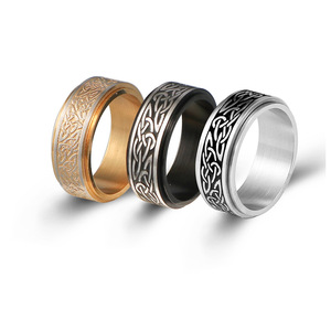 Anillo giratorio de acero inoxidable para hombre, diseño de nudo celta nórdico, color dorado, negro y plateado, joyería de regalo SA1161 - Product Image 5