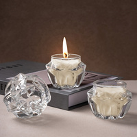 Pot à bougie en verre transparent rechargeable de qualité supérieure avec accents dorés pour bougies aromatiques et parfumées sur mesure, vente en gros