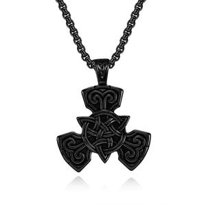 Nordic Viking Style Celtic Knot Pendant Necklace For Men Stainless Steel <b>Cross</b> Design Everyday Wear Jewelry - Product Image 1