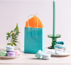 Mini Bolsa de Papel Azul <span class=keywords><strong>Turquesa</strong></span> con Asa, Bolsa para Fiestas de 6x4.5x2.5 Pulgadas para Baby Shower, Cumpleaños, Boda, Bolsa Reciclada - Product Image 3