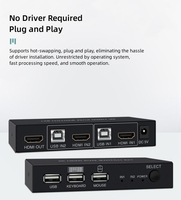 Commutateur KVM USB 2x1 avec interface HDMI 4K 30Hz 2 entrées 1 sortie