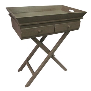 Luckywind Rustic FSC Wood <strong>Butlers</strong> Serving <strong>Tray</strong> With 2 Drawers Cross Legs - Product Image 5