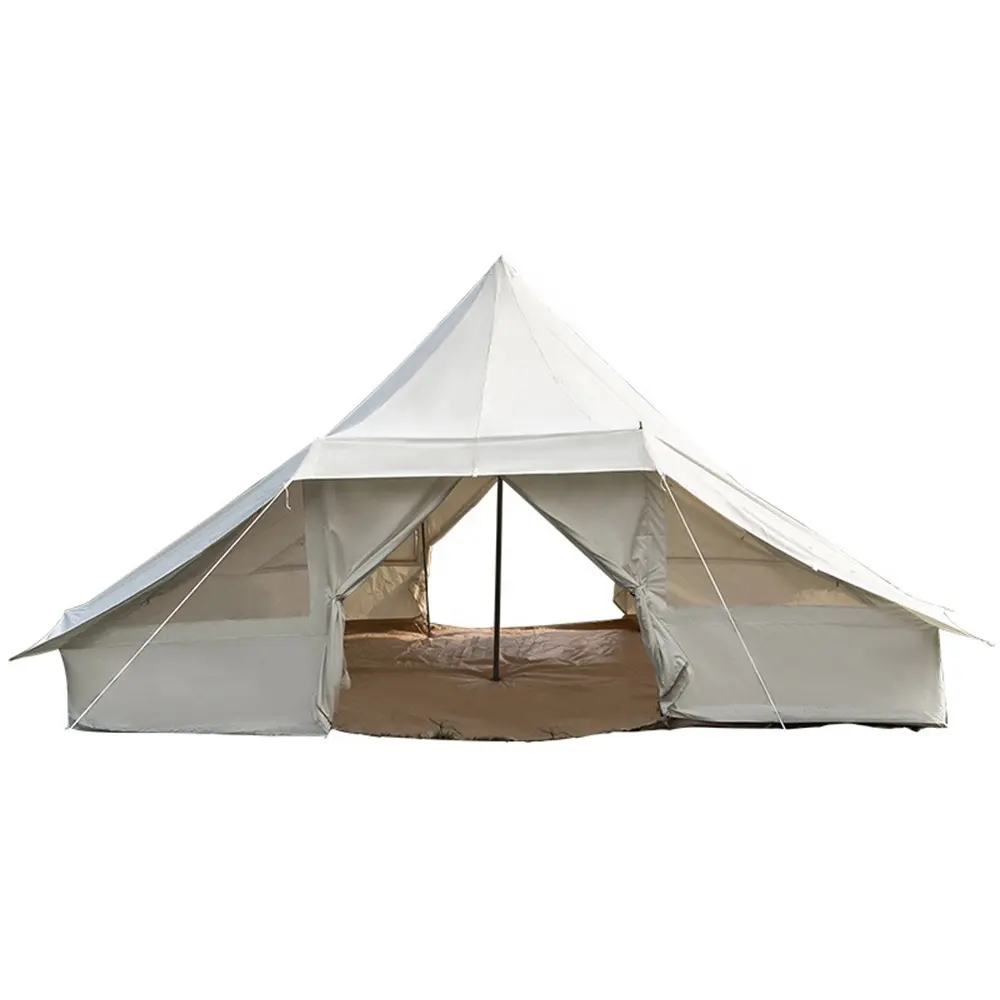 Outdoor Oxford Tent Tweedeurs Yurt Familie Katoenen Kampeerdoek Regenbestendige Meeldauwbestendige Vlamvertragende Spits Tent Piramide