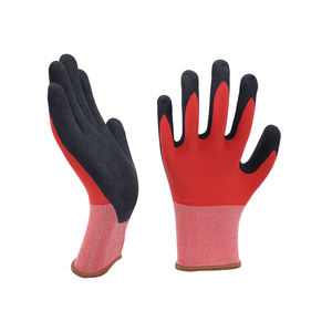Guantes de Trabajo con Recubrimiento Rojo y Negro, Agarre Húmedo, Nitrilo en la Palma, Guantes de Seguridad para Construcción, Logotipo Personalizado - Product Image 1
