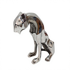 Sculpture de chat en métal artisanale, figurine élégante de famille de chats, statue abstraite de chat sauvage, décoration de table pour la maison ou le bureau, animal - Product Image 2