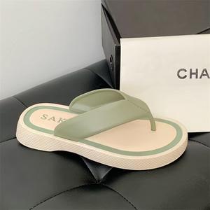 Chanclas de Moda para Mujer, Diseño Colorblock, Forro de Cuero Resistente, Antideslizantes, para Primavera, Uso en Casa, Playa y Exteriores - Product Image 2