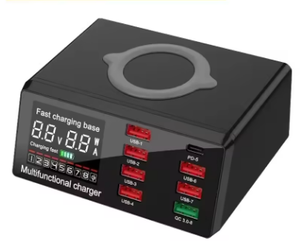 สถานีชาร์จ USB 8พอร์ต100W พร้อมหน้าจอแบบไร้สาย PD3.0 QC3.0ชาร์จเร็วสำหรับ <span class=keywords><strong>iPhone</strong></span> สำหรับ MacBook อุปกรณ์อื่นๆ - Product Image 5