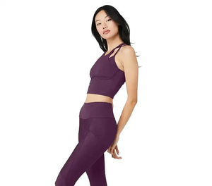 Leggings de Yoga Ligeros de Color Morado 100% Algodón Hechos en Fábrica al por Mayor para Mujer, Leggings Deportivos de Cintura Alta - Product Image 2