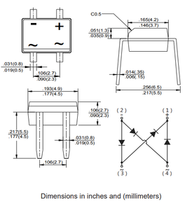 1A <span class=keywords><strong>1000V</strong></span> Dip-4 một pha qua cầu chỉnh lưu lỗ Diode mb10m cho các ứng dụng bảng mạch in - Product Image 5