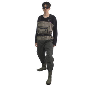 กางเกงตกปลาสีกากีกันน้ำสำหรับผู้ชายรองเท้าบูทยางขนาดพิเศษ - Product Image 1