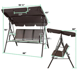 Water Resistant Frame Seat Canopy Patio <strong>Swing</strong> Chair 3-Person Seat Lounge Outdoor <strong>Garden</strong> <strong>Bench</strong> <strong>Swing</strong> - Product Image 4