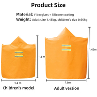 Cape ignifuge à capuche pour situations d'urgence, en tissu enduit de silicone et de fibre de verre