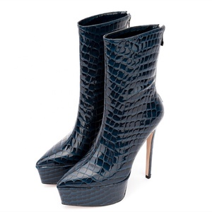 Lady's Daily Shoes Pumps Ankle <b>Boots</b> Stone Print Pointed Toe Thin High Heels Back Zipper for Women Winter Big Size 45 - Product Image 5