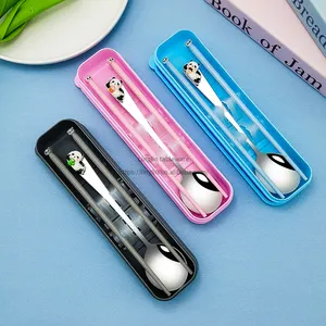 3689 Giant Eyed Panda Journey Spoon And Chopstick Set 304 Stainless Steel Cutlery Fork Spoon And Chopstick Set