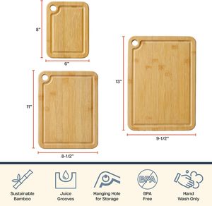 Ensemble de 3 planches à découper en bambou biologique - Product Image 4