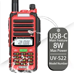 GMRS UV-S22 Black Handheld Walkie-Talkies Long Range Two-Way Radio with IPX4 Water Resistance Ham Radio HF Transceiver