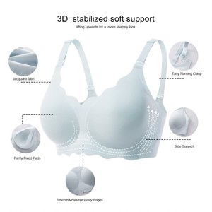 Sujetador de maternidad con correa ajustable, transpirable, de punto sólido, hebillas frontales, Sujetador deportivo de enfermería sin cables para amamantar - Product Image 5