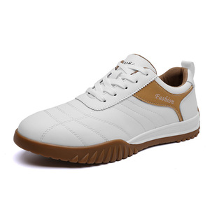 Men's <b>White</b> Breathable Casual Sneakers Low <b>Heel</b> Soft Sole Walking Shoes Fashion Sport Style Front Laces Solid Color - Product Image 5