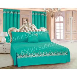 Vendita calda Set di biancheria da letto in 6 pezzi copriletto in pizzo tinta unita copri sipario tessuto <span class=keywords><strong>per</strong></span> il tuo letto - Product Image 3