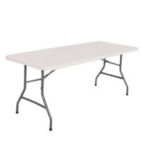 Table de salle à manger pliante rectangulaire en plastique HDPE blanc léger de 6 pieds, avec pieds en métal, idéale pour la maison, le bar, la chambre, l'entrée - Vente en gros à prix abordable