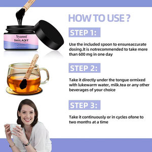 Suplemento de Resina de Shilajit Natural OEM con Ashwagandha y Cúrcuma - Sin Gluten, Apoyo para la Belleza y la Memoria, Aumenta la Energía - Product Image 3