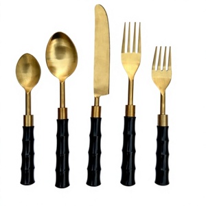 Ensemble de couverts de style classique en acier inoxydable avec manche en résine, couverts de table occidentaux, couteaux, fourchettes, cuillères, vaisselle, ustensiles - Product Image 1