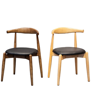 Silla de comedor nórdica con respaldo de cuerno, silla lateral de madera con asiento tapizado, muebles de comedor para el hogar, cafetería, restaurante, asientos opcionales. - Product Image 2