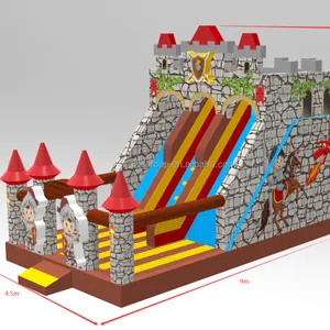 Аквапарк оборудование рыцарь и замок тематическая Коммерческая надувная водная горка для продажи